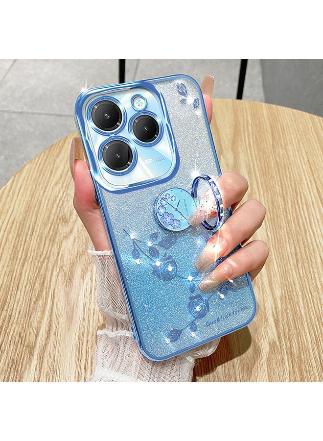 اس-توب جراب لهاتف Infinix Hot 40 جراب هاتف شامل بحلقة زهرة خالدة لامعة متدرجة اللون - Image 2