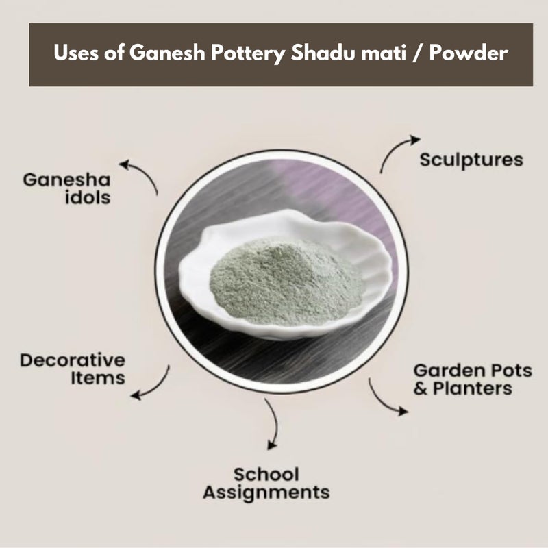 Ganesh Pottery طين غانيش بوتري الممتاز DIY شادو ماتي/مسحوق الطين - جاهز للاستخدام، صديق للبيئة، وغير سام لصنع غانيشا محلية الصنع. - Image 4
