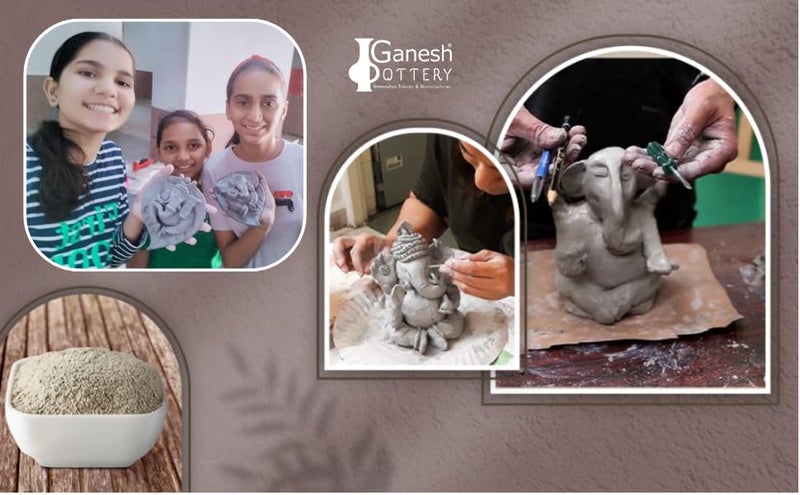 Ganesh Pottery طين غانيش بوتري الممتاز DIY شادو ماتي/مسحوق الطين - جاهز للاستخدام، صديق للبيئة، وغير سام لصنع غانيشا محلية الصنع. - Image 5
