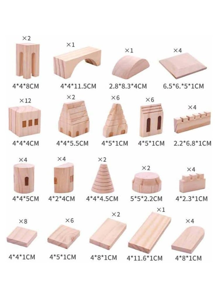 Generic - 75Pcs Children's Castle Building Blocks Jenga Building Toy Scene Shape Cognition Educational Toy Wooden Preschool Learning Toy Stacking Blocks - Image 1