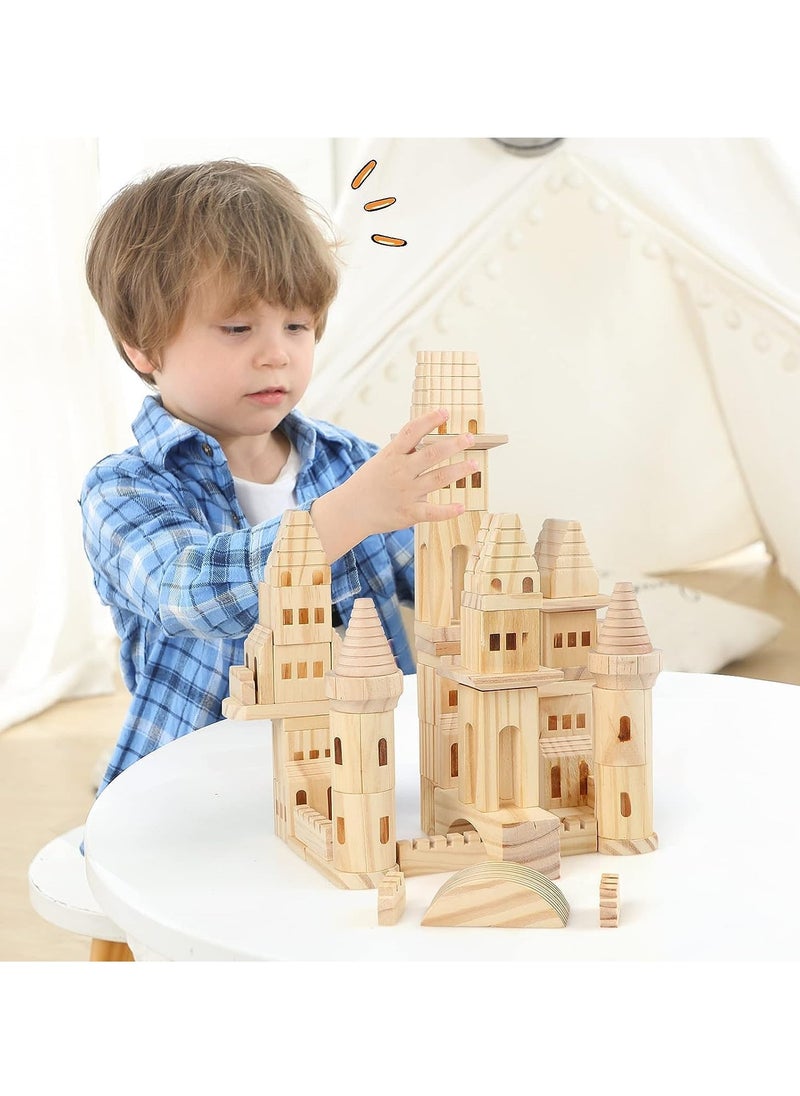 Generic - 75Pcs Children's Castle Building Blocks Jenga Building Toy Scene Shape Cognition Educational Toy Wooden Preschool Learning Toy Stacking Blocks - Image 1