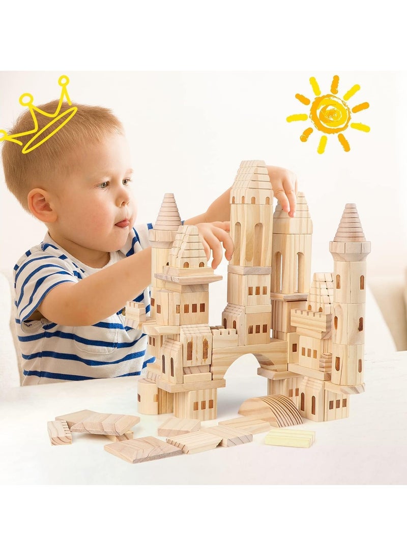 Generic - 75Pcs Children's Castle Building Blocks Jenga Building Toy Scene Shape Cognition Educational Toy Wooden Preschool Learning Toy Stacking Blocks - Image 1