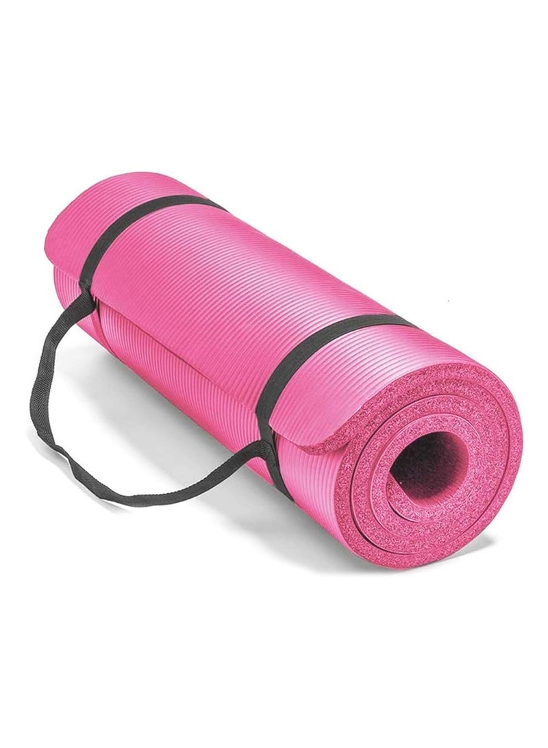 بريمو بلس بساط يوجا للتمارين الرياضية سميك جدا مع شريط حمل 10 ملم وردي - Image 1