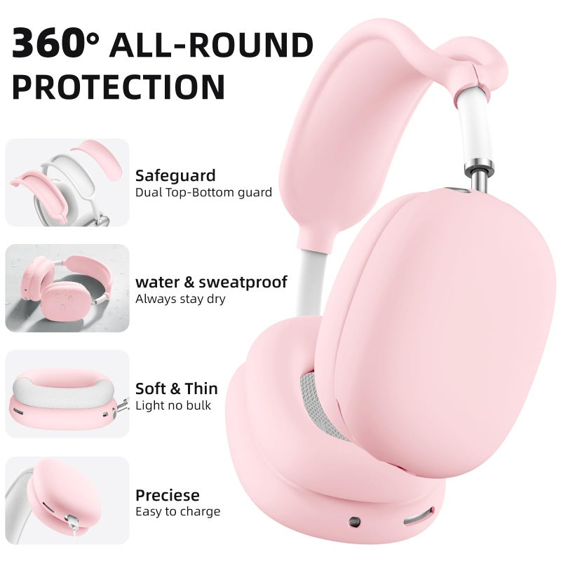 Lerobo for AirPods Max Case, Anti-Scratch Ear Pad & Headband Protector, Soft Silicone Skin for Apple AirPods Max 2024/2020 Accessories (Pink) - Image 5