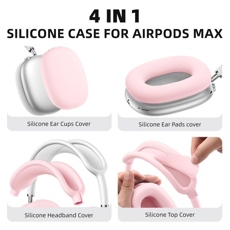 Lerobo for AirPods Max Case, Anti-Scratch Ear Pad & Headband Protector, Soft Silicone Skin for Apple AirPods Max 2024/2020 Accessories (Pink) - Image 2