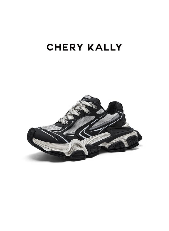 Chery Kally Thick-soled Height Increasing Women's Shoes Classic Casual Sports Dad Shoes 4009 Black Size 39 - Image 4