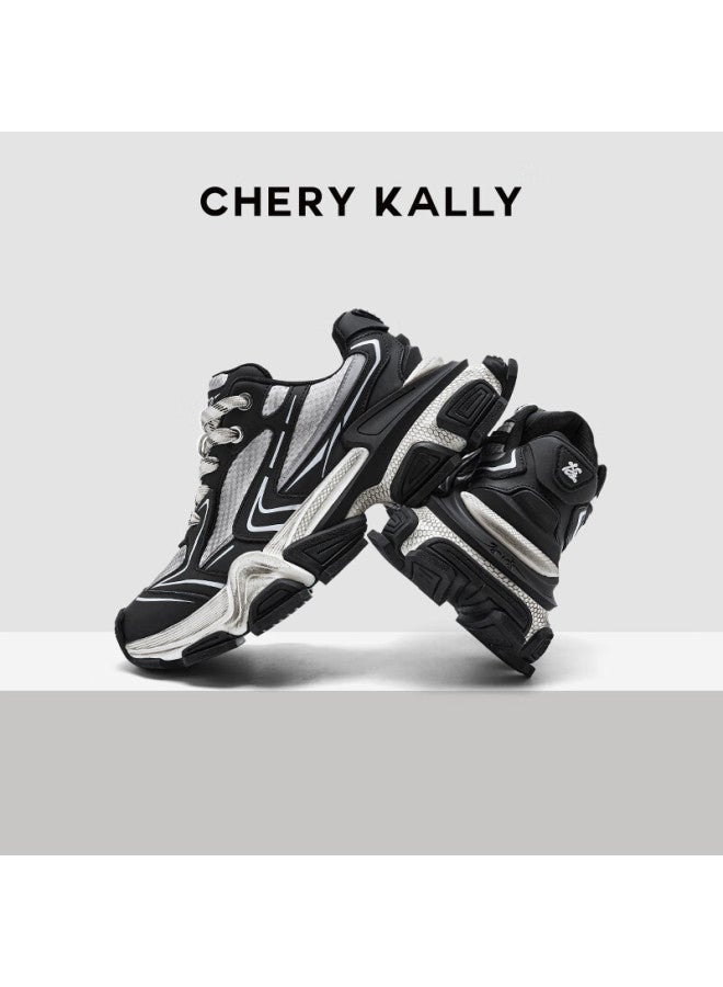 Chery Kally Thick-soled Height Increasing Women's Shoes Classic Casual Sports Dad Shoes 4009 Black Size 39 - Image 3