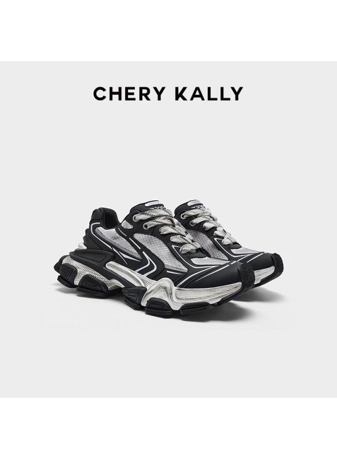 Chery Kally Thick-soled Height Increasing Women's Shoes Classic Casual Sports Dad Shoes 4009 Black Size 39 - Image 5