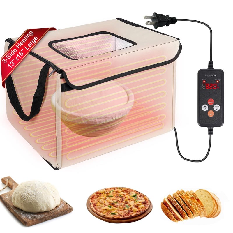 Foandbevi Folding Bread Proofing Box with Lid, Bread Proofer 3-Side Even Fever, Sourdough Starter Warmer for Pizza/Dough/Sour/Baking, 41-131â„‰ Temperature & 99 H Timer Control Proofing Container - Image 1