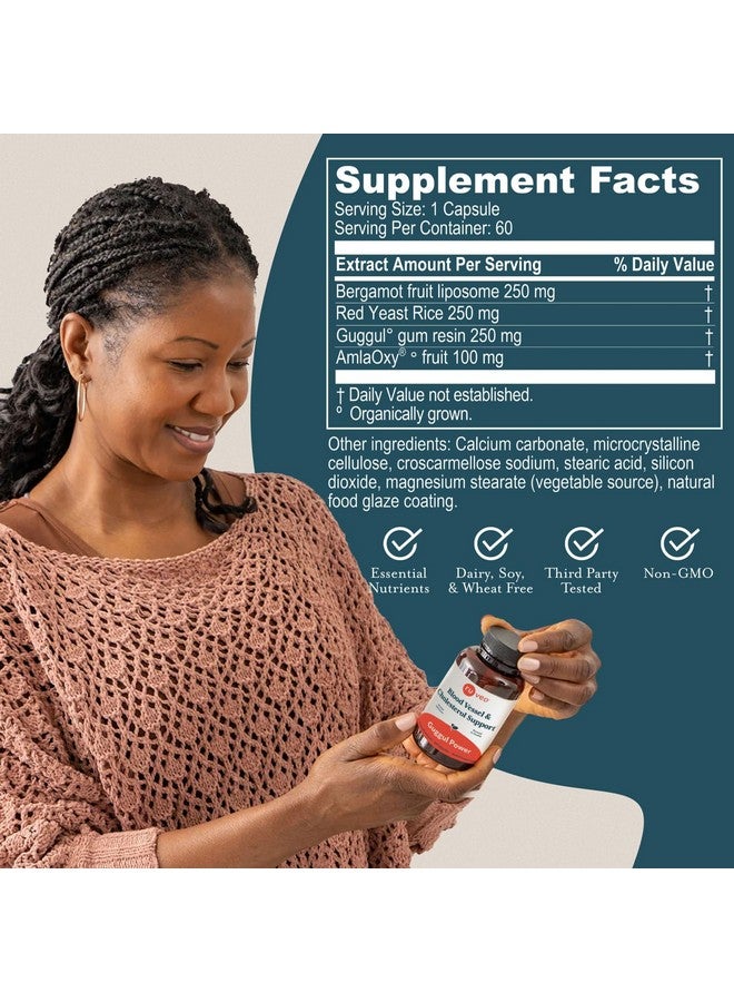 R-U VED Ruved Guggul Power Herbal Supplement for Ayurvedic Cholesterol Support, Red Yeast Rice, Bergamot, Guggul, and Amla Supplement for Women and Men, 60 Vegetarian Capsules - Image 3