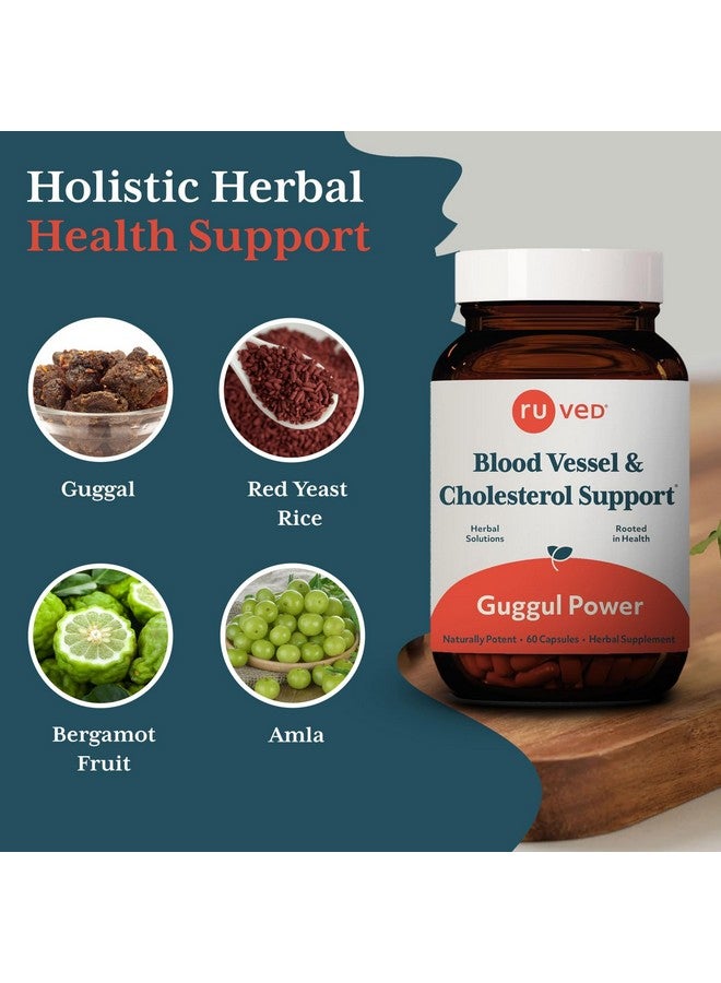 R-U VED Ruved Guggul Power Herbal Supplement for Ayurvedic Cholesterol Support, Red Yeast Rice, Bergamot, Guggul, and Amla Supplement for Women and Men, 60 Vegetarian Capsules - Image 4