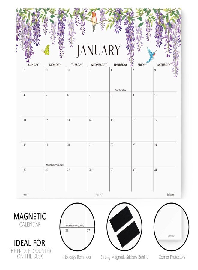 Jotsome Magnetic Calendar for Refrigerator 2025-2026, Academic Monthly Fridge Calendar From August 2025 to December 2026 13x11 inch, Easy Organizing (Floral) - Image 3