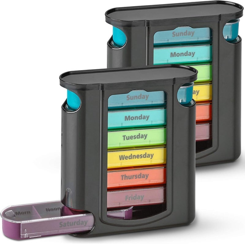FORCE 24 Force24 - Medicine Organizer, Weekly Pill Organizer, Pill Box 7 Day, Medicine Organizers for 7 Days, Daily Pill Organizer Travel (PREMIUM BLACK) - Image 4