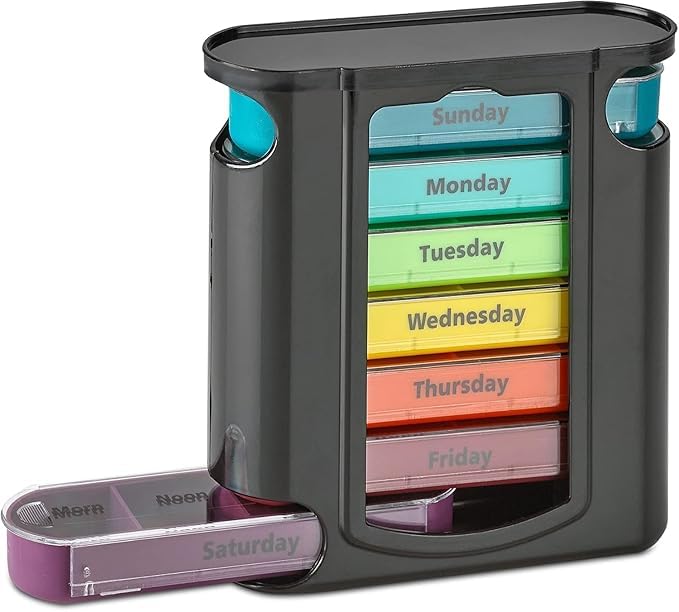 FORCE 24 Force24 - Medicine Organizer, Weekly Pill Organizer, Pill Box 7 Day, Medicine Organizers for 7 Days, Daily Pill Organizer Travel (PREMIUM BLACK) - Image 1