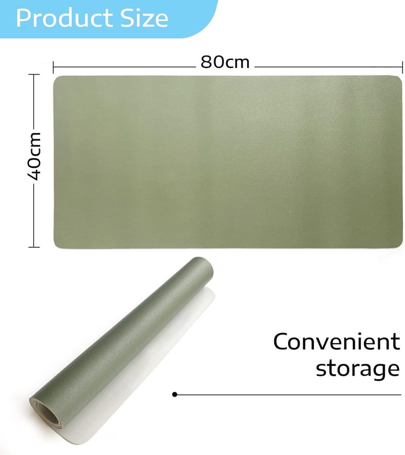 SKY-TOUCH Mouse Pad Large Leather Computer Desk Pad Office Desk Mat Extended Gaming Mouse Pad, Non-Slip Waterproof Dual-Side Use Desk Mat Protector 80Cm X 40Cm (Green/Silver) - Image 4
