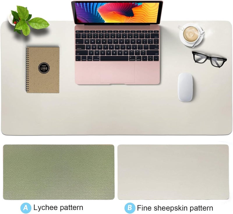 SKY-TOUCH Mouse Pad Large Leather Computer Desk Pad Office Desk Mat Extended Gaming Mouse Pad, Non-Slip Waterproof Dual-Side Use Desk Mat Protector 80Cm X 40Cm (Green/Silver) - Image 5