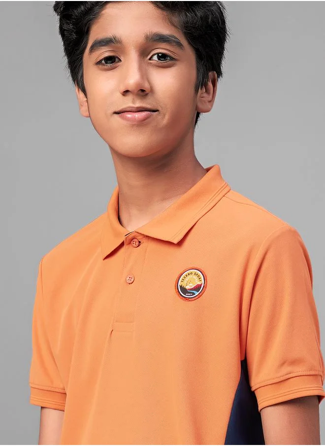Technosport Side Contrast Panel Pique Polo T-Shirt by Styli