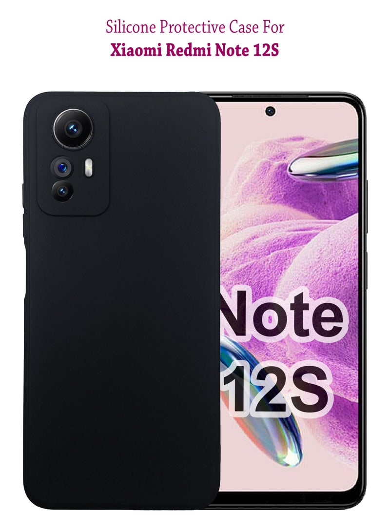غطاء حماية خلفي من السيليكون لهاتف Xiaomi Redmi Note 12S - أسود - Image 1
