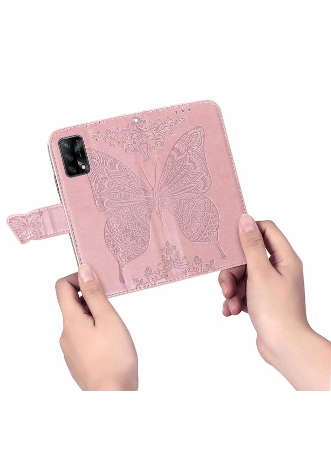 اس-توب جراب لهاتف OPPO F19 4G/ A74 4G جراب جلدي أفقي منقوش عليه زهرة حب الفراشة مع حامل / فتحة بطاقة / محفظة / حبل - Image 5