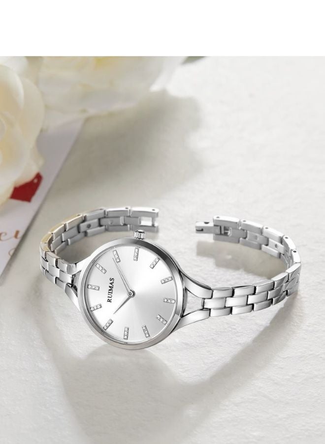 رويماس ساعة يد نسائية من Ruimas فاخرة من الفولاذ المقاوم للصدأ على شكل سوار ومقاومة للماء - Image 4