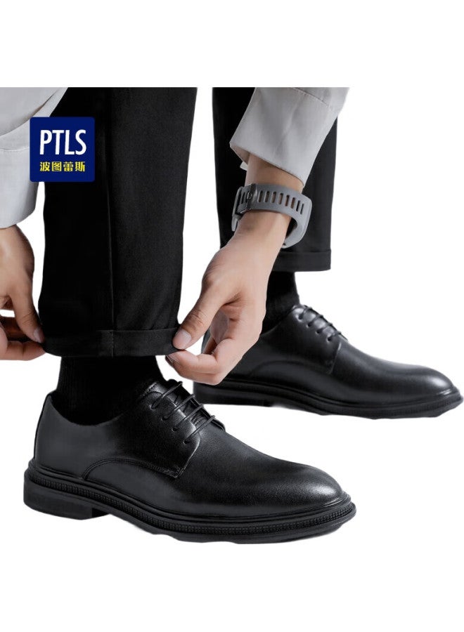 Poitulas Men'S Lace-Up Business Casual Shoes British Style All-Match Thick-Soled Formal Shoes Wedding Shoes Men 9033 Black 38 - Image 2