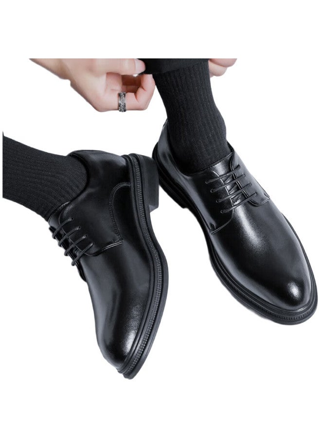 Poitulas Men'S Lace-Up Business Casual Shoes British Style All-Match Thick-Soled Formal Shoes Wedding Shoes Men 9033 Black 38 - Image 3