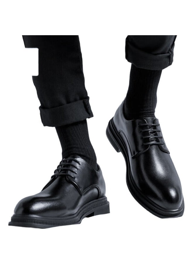 Poitulas Men'S Lace-Up Business Casual Shoes British Style All-Match Thick-Soled Formal Shoes Wedding Shoes Men 9033 Black 38 - Image 1