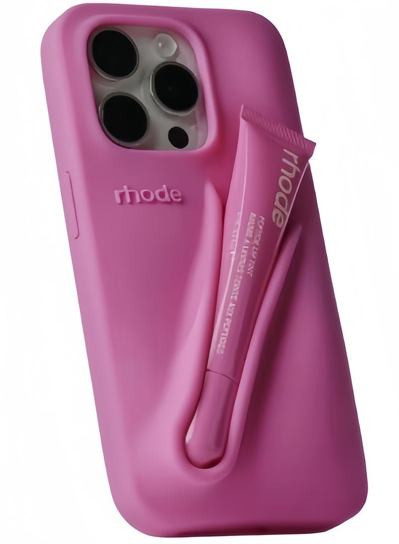 rhode Silicone Lip Holder for Cell Phone, Lip Gloss Adhesive Sleeve for Phone, Lip Holder Stick-on Phone Case, Back Stick On Holder for iPhone Phones（SHORTCAKE） - Image 1