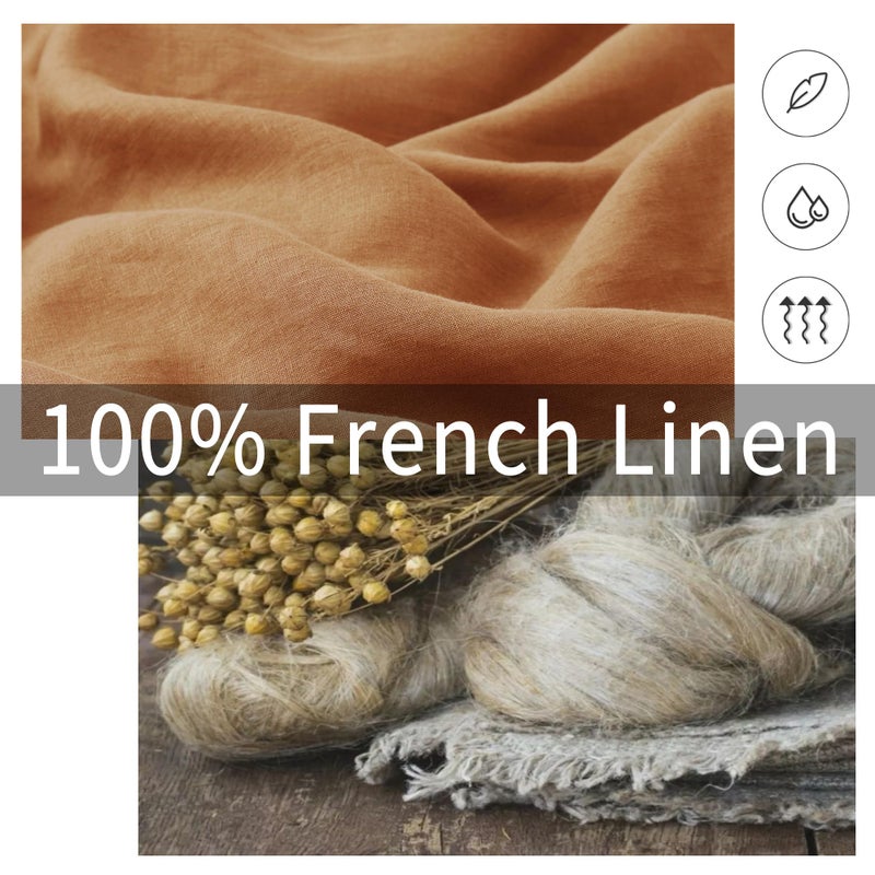 ATLINIA Linen Pillow Cases Euro Sham - 26 x 26 Inch Bed Pillow Protector Cover Set of 2 Bedding Cooling Neutral Pillowcase Shams Rust - Image 4