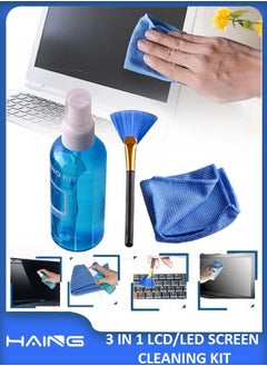طقم تنظيف شاشة LCD متعدد الأغراض 3 في 1 لأجهزة الكمبيوتر المحمول والكمبيوتر و LED و Smart Phone LCD Cleaner Suit (100ML)