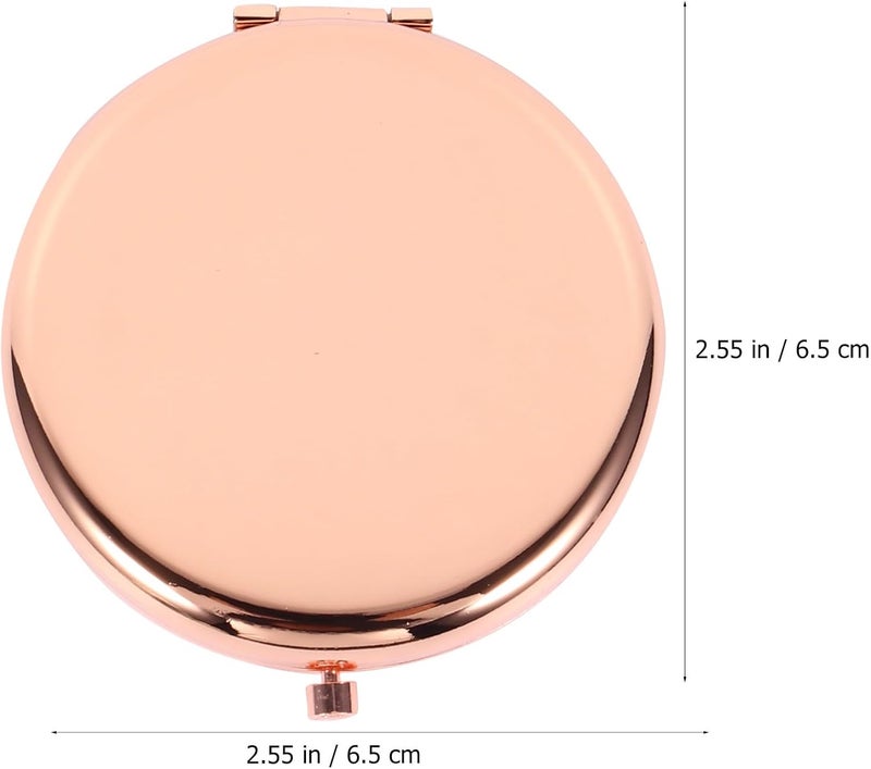 SHOWERORO Double-Sided Compact Pocket Makeup Mirror, Round Foldable Travel Cosmetic Mirror in Rose Gold for Women - Image 2