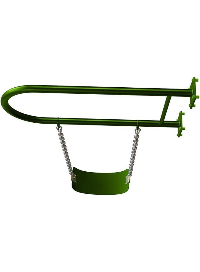 كادي ون سلاسل أرجوحة حديدية للتعليق على الحائط للاستخدام الخارجي، مقعد أرجوحة حديدي شديد التحمل مع قضيب حديدي مغطى بالبلاستيك وسلسلة وخطافات سريعة لغرفة اللعب في الفناء الخلفي (أخضر) - Image 2