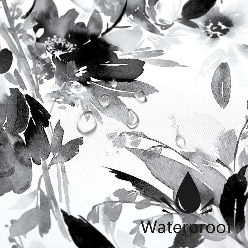 MAYZUS Black and White Shower Curtain, Watercolor Black Floral Shower Curtain for Bathroom, Modern Abstract Flower Decorative Fabric Shower Curtain Set with Hooks 72x72 - Image 4