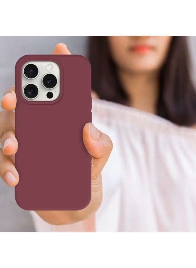 general MARGOUN Protective Liquid Silicone Case for iPhone 15 Pro Max, Maroon – Full-Body Shockproof Cover with Soft Microfiber Lining - Image 5