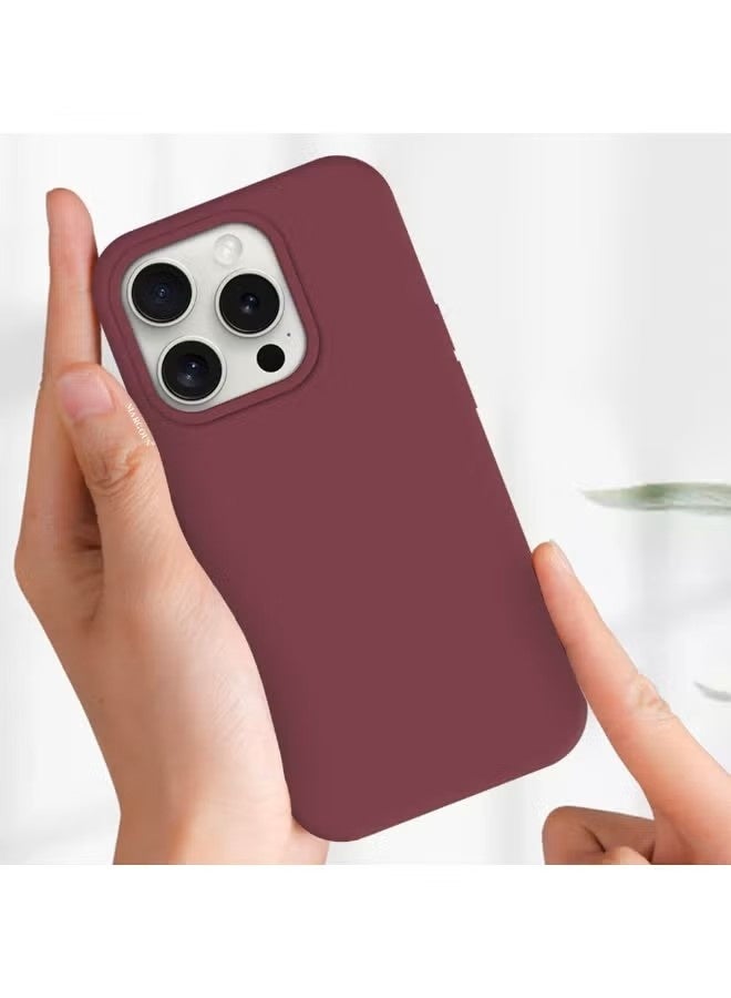 general MARGOUN Protective Liquid Silicone Case for iPhone 15 Pro Max, Maroon – Full-Body Shockproof Cover with Soft Microfiber Lining - Image 4