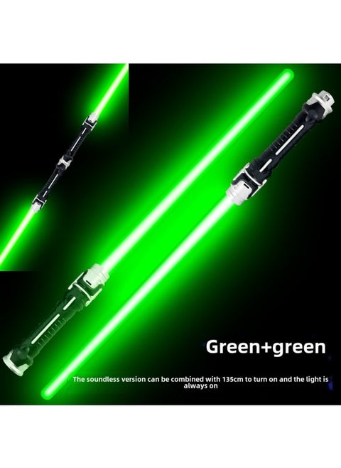 Laser Sword Retractable Lightsaber Two-in-one Seven-color Flash Stick Stall Export Special Logo-Color:18 Lights/Green + Green (Silent)-do Not Pack Battery