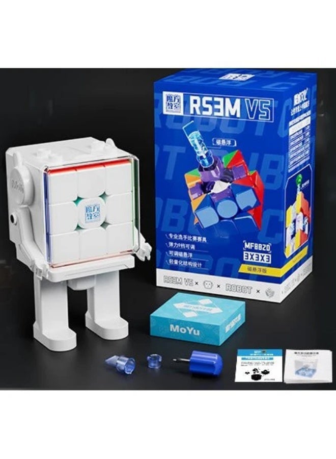 MoYu RS3M V5 MagLev 3x3 Magnetic Speed Cube with Robot Display Box – Stickerless Competition Cube - Image 1
