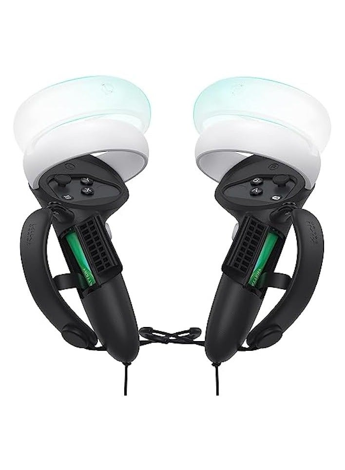 PROMASS design Controller Grips Cover with Battery Opening, Adjustable with Knuckle Straps, Suitable for Large Hands Compatible with Quest 2 (Black) - Image 1