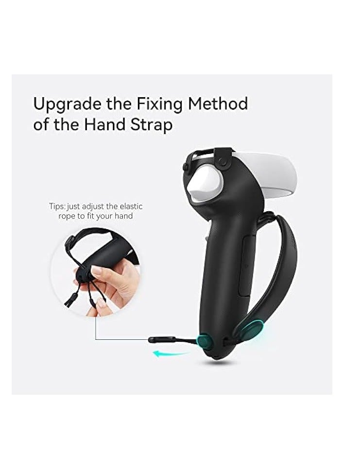 PROMASS design Controller Grips Cover with Battery Opening, Adjustable with Knuckle Straps, Suitable for Large Hands Compatible with Quest 2 (Black) - Image 3