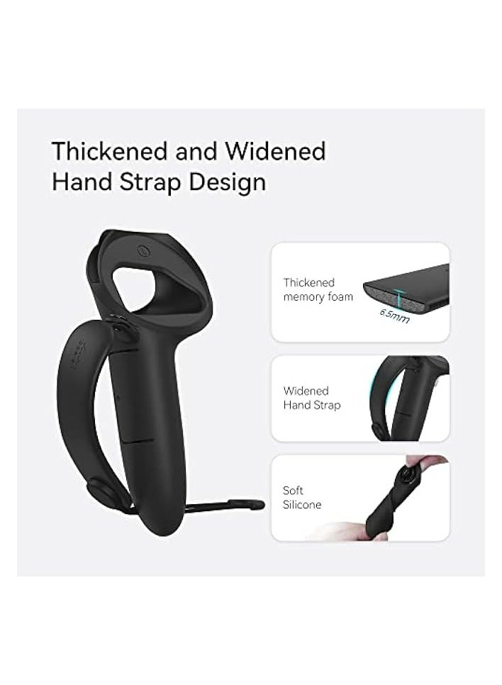 PROMASS design Controller Grips Cover with Battery Opening, Adjustable with Knuckle Straps, Suitable for Large Hands Compatible with Quest 2 (Black) - Image 4
