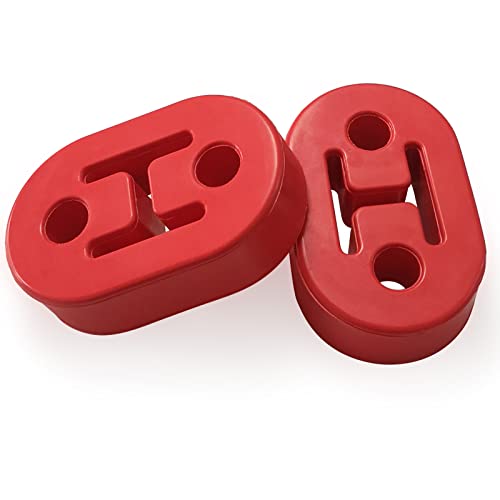 2Pcs Exhaust Hanger Rubber 2 Holes Adjustable Insulator Bushing Rubber Insulator High Density AntiCorrosion Rubber Universal for CarTruckJeepSUV Red