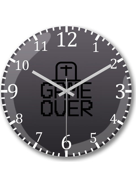 Print Shop Blusa Game Over Wall Clock Curved Real Glass