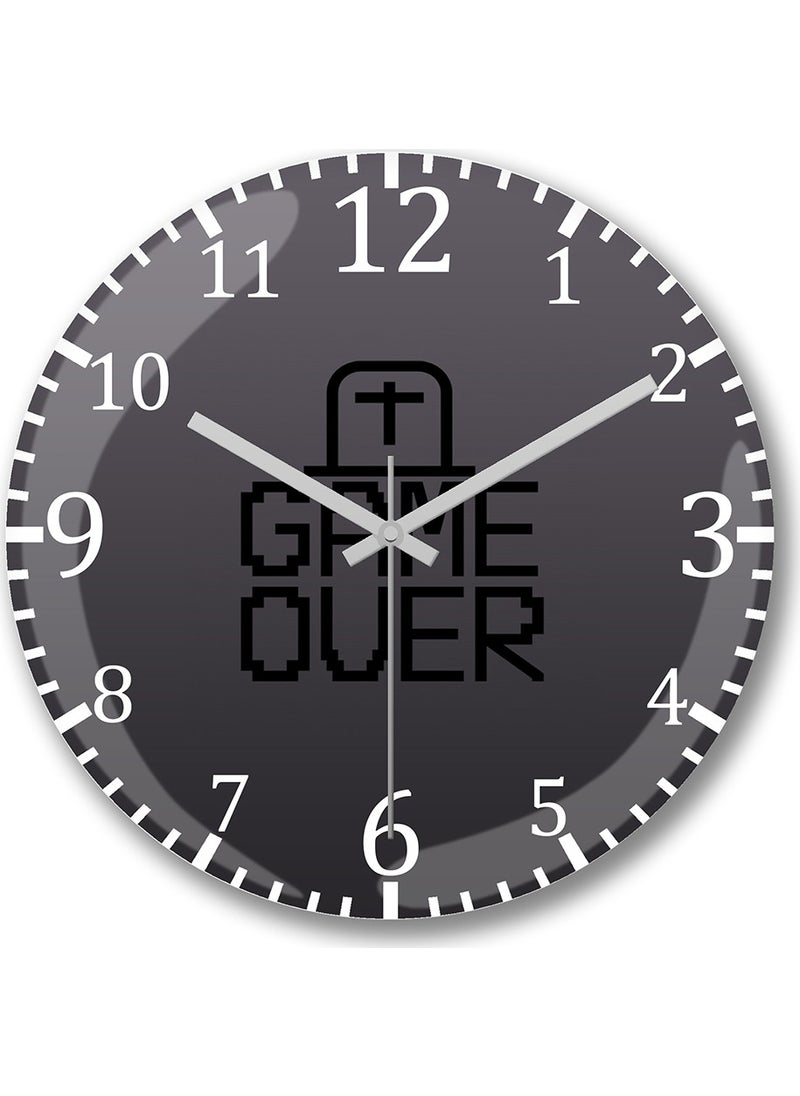Print Shop Blusa Game Over Wall Clock Curved Real Glass