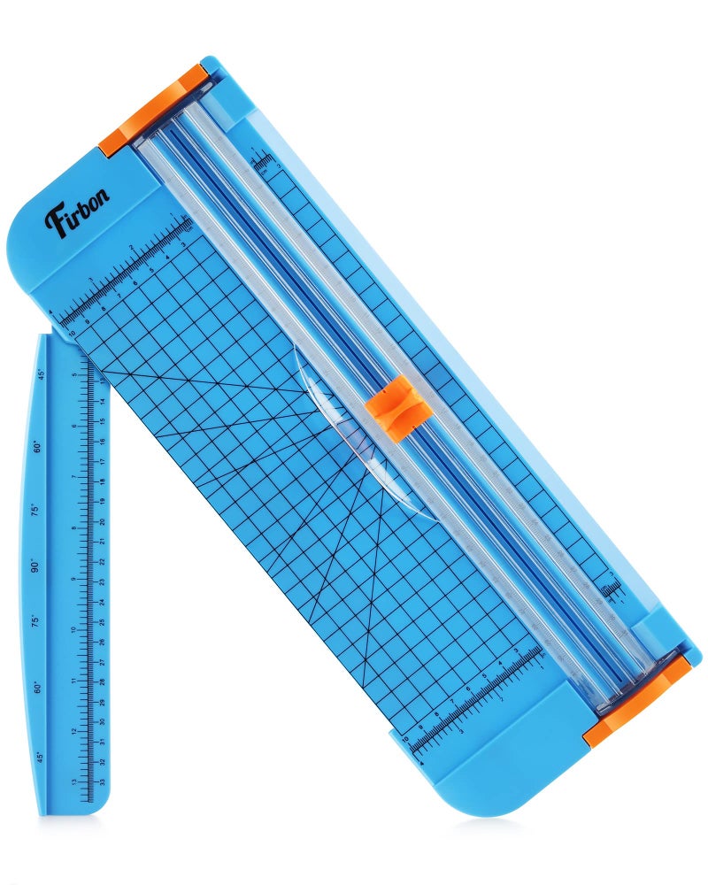 Firbon Blue A4 Paper Cutter, 12 Inch Titanium Straight Paper Trimmer with Side Ruler for Scrapbooking Craft, Paper, Coupon, Label, Cardstock - Image 1