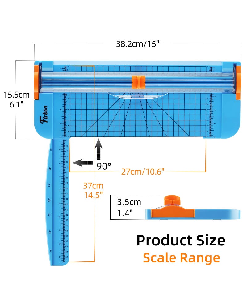 Firbon Blue A4 Paper Cutter, 12 Inch Titanium Straight Paper Trimmer with Side Ruler for Scrapbooking Craft, Paper, Coupon, Label, Cardstock - Image 2