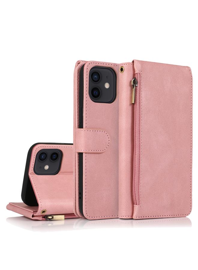 S-TOP Case For iPhone 12 mini Skin-feel Crazy Horse Texture Zipper Wallet Bag Horizontal Flip Leather Case with Holder & Card Slots & Wallet & Lanyard - Image 1