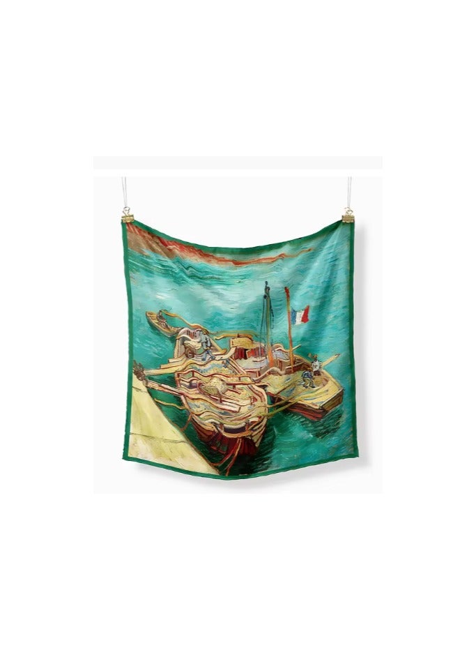 Scarf made of soft silk satin, featuring bright colors and delicate prints. High quality material - imported 