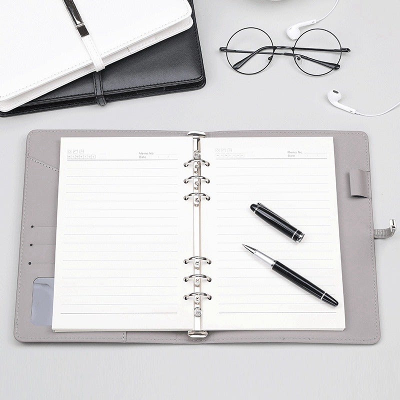 A5 Notebook New Simple Diary Meeting Record Business Office Work Loose-Leaf Notepad With Buckle - Image 4