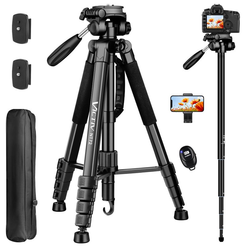 Victiv Tripod for Camera, 72" Tall Camera Tripod with Remote, Compact Camera Stand Tripod for Phone, DSLR Tripod& Monopod, Professional Heavy Duty Tripod for Spotting Scope, Telescope, Binocular - Image 1