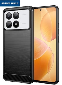 راجيد شيلد غطاء خلفي Xiaomi POCO X6 Pro، جراب Xiaomi Poco X6 Pro مع نسيج من ألياف الكربون المصقولة، جراب هاتف مرن مقاوم للصدمات من مادة TPU للحماية العسكرية، غطاء نحيف لهاتف Xiaomi POCO X6 Pro 5G، أسود  - Image 1